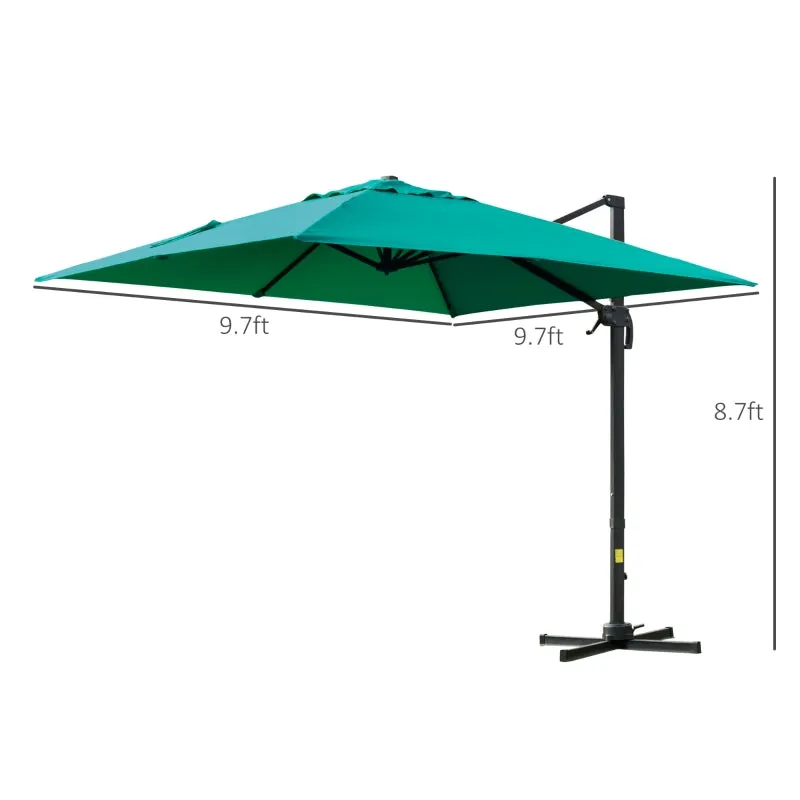 10ft. Rotatable Square Top Cantilever Umbrella - Green