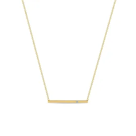 14k Flush Set Diamond Thin Bar Necklace