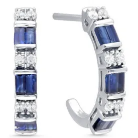 14k Sapphire Half Hoop Earrings