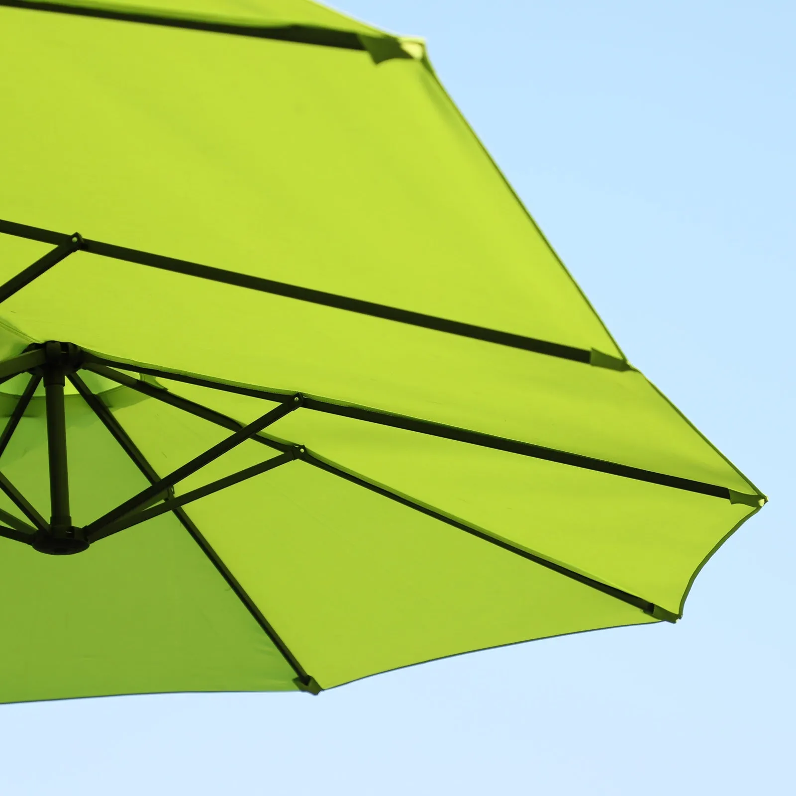 15' Outdoor Patio Twin Canopy Umbrella With Crank - Green