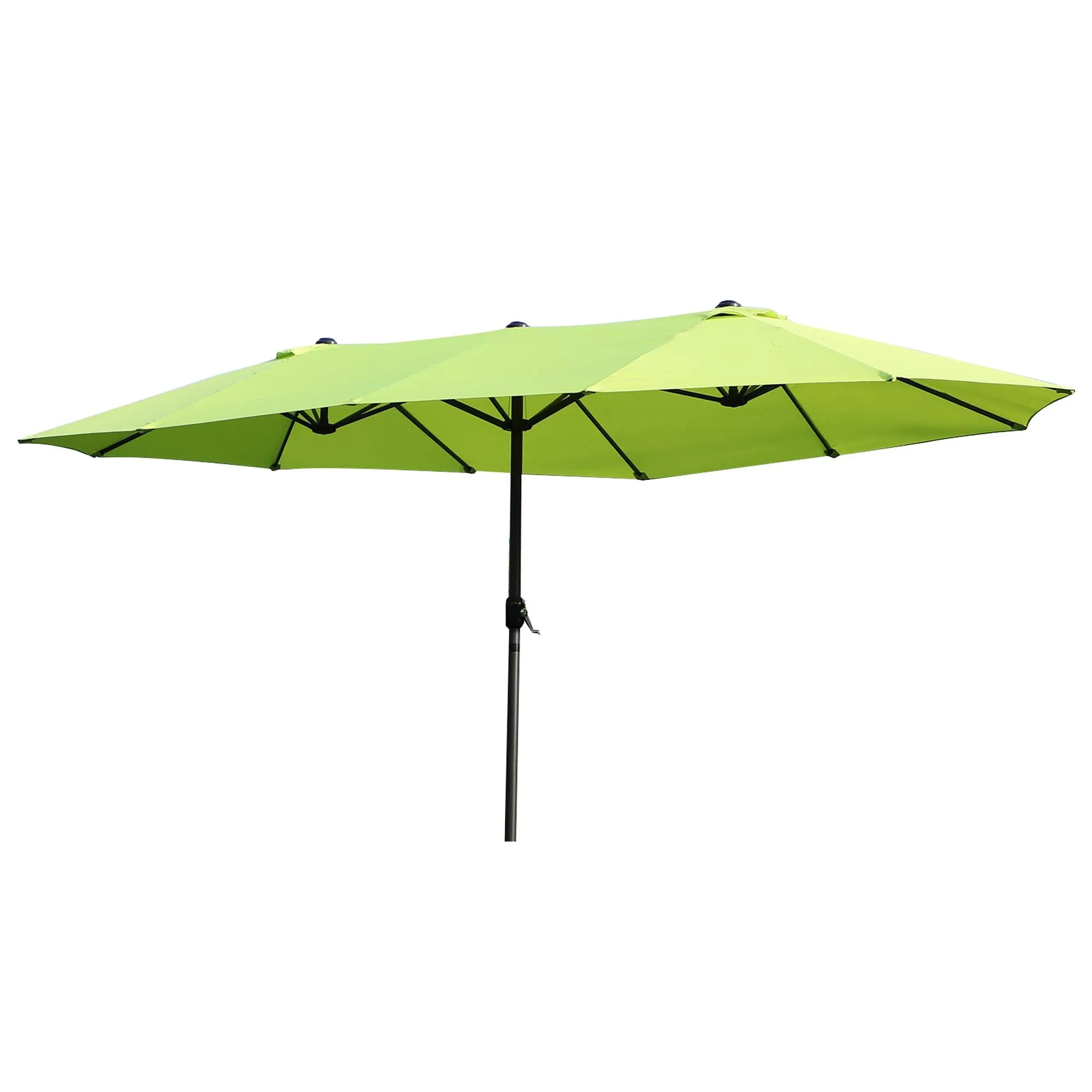 15' Outdoor Patio Twin Canopy Umbrella With Crank - Green