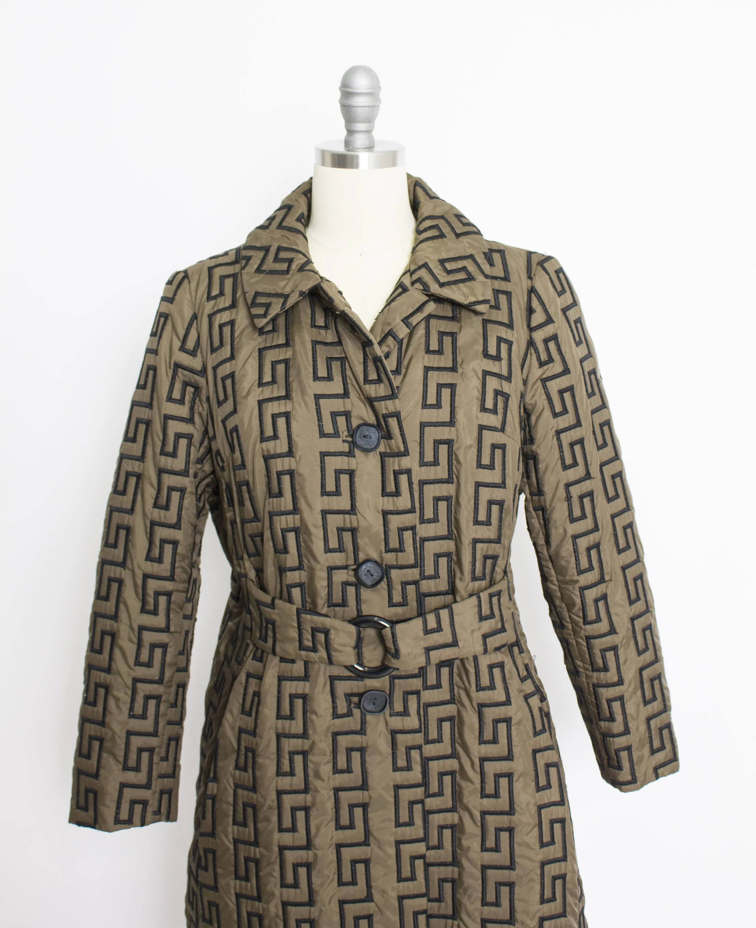 1960s Coat Faux Fur Lined Zig Zag