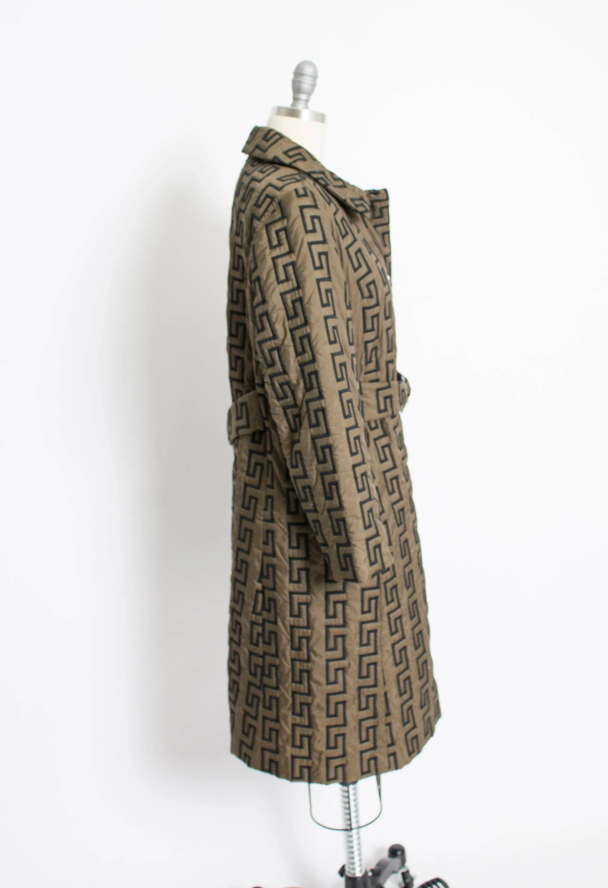 1960s Coat Faux Fur Lined Zig Zag