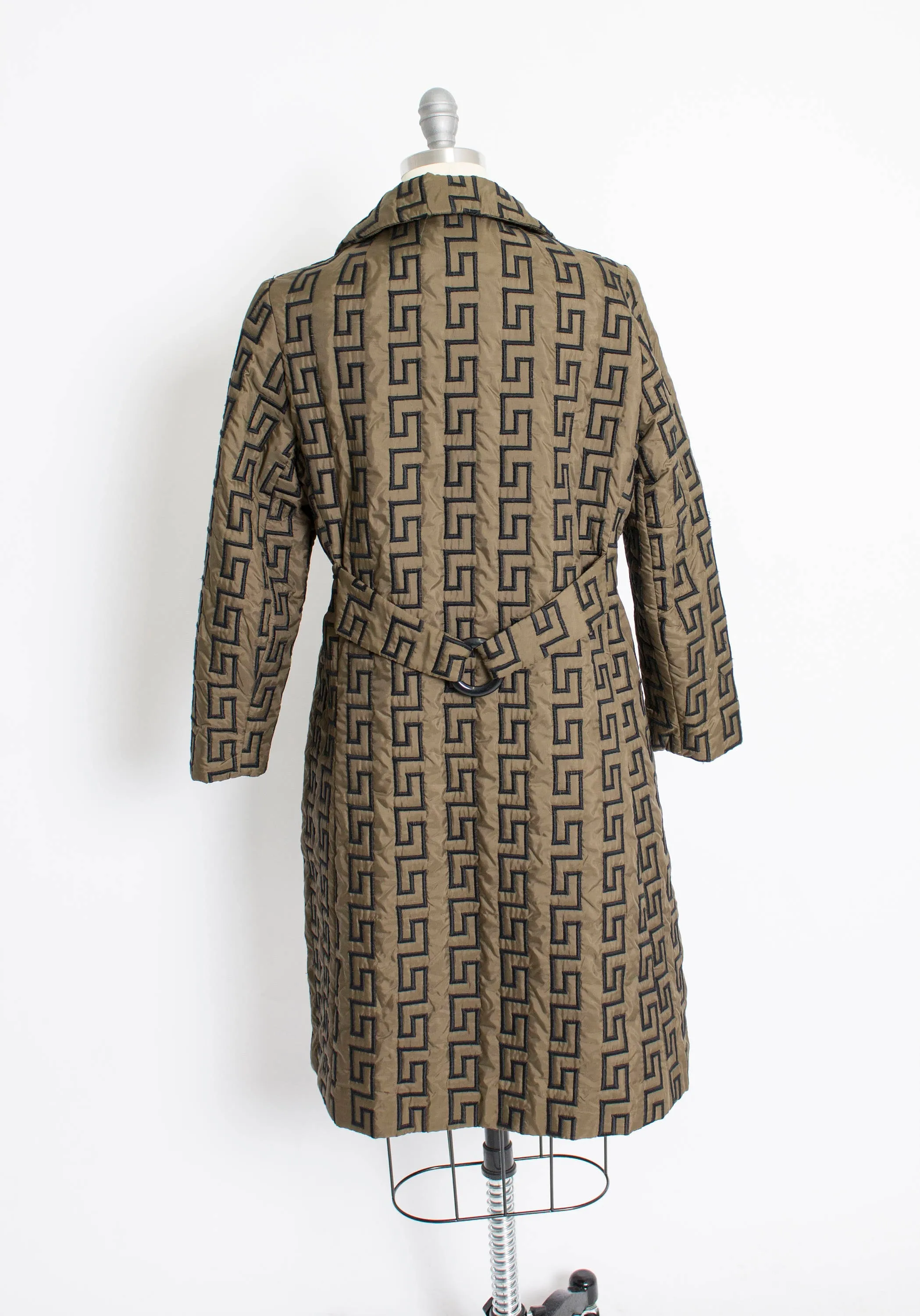 1960s Coat Faux Fur Lined Zig Zag