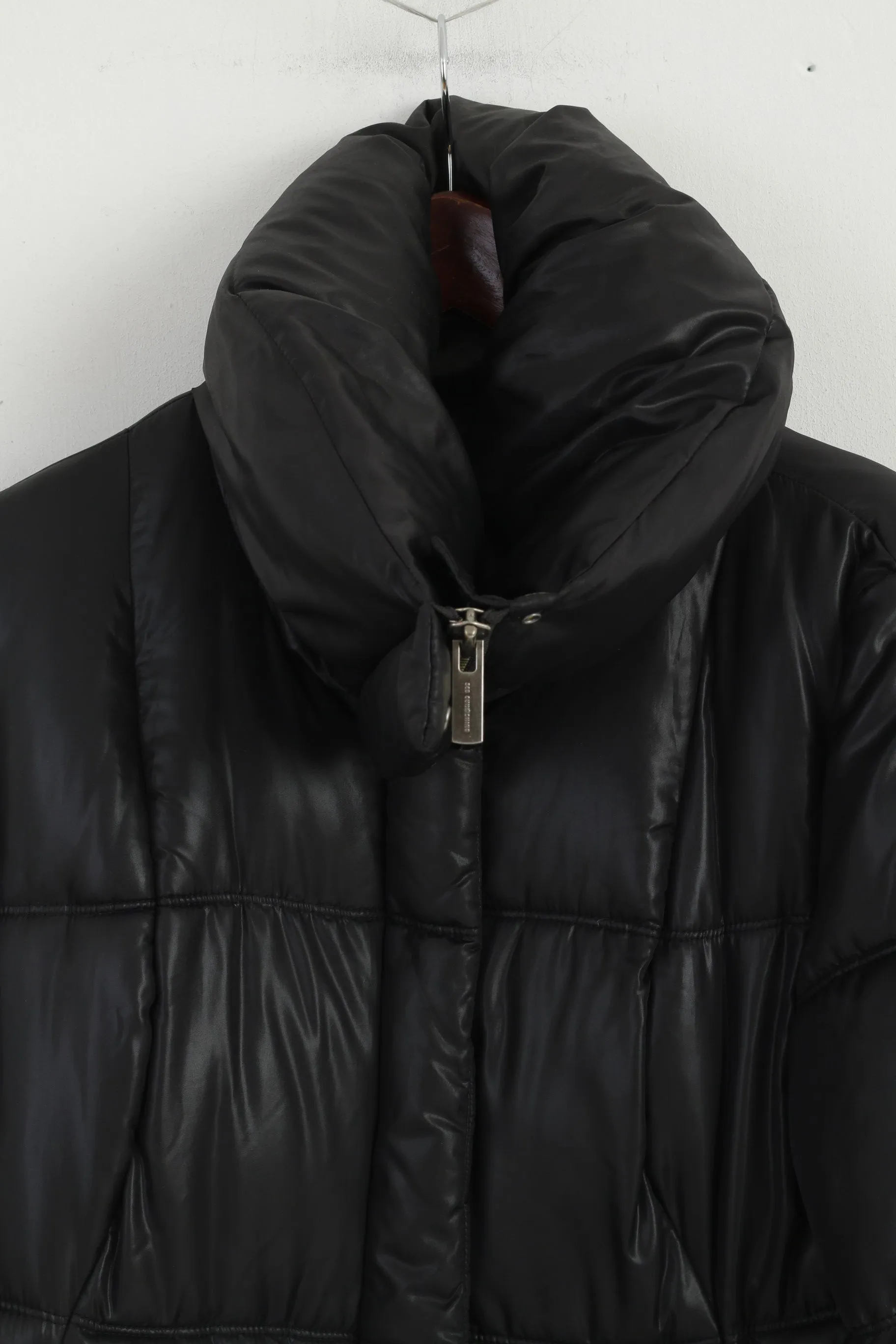 365 Sunshine Women 42 Coat Black Padded Puffer Full Zipper Winter Nylon Long Jacket