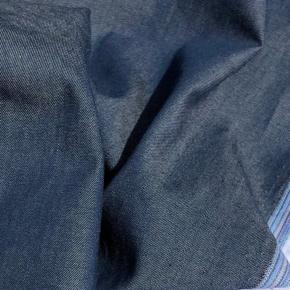 58" 100% Cotton Pima Chambray Denim 6 OZ Dark Blue Apparel Woven Fabric By the Yard