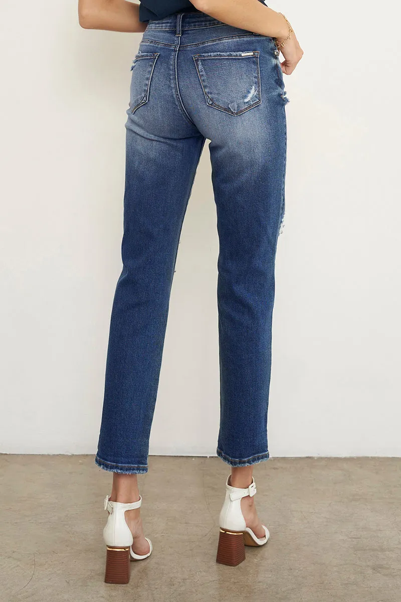 Ababa Mid Rise Distressed Boyfriend Jeans