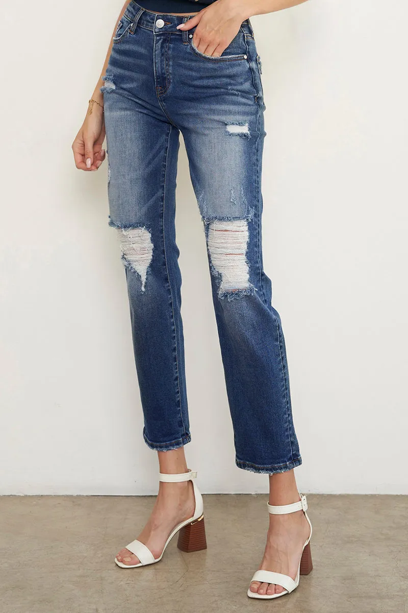 Ababa Mid Rise Distressed Boyfriend Jeans