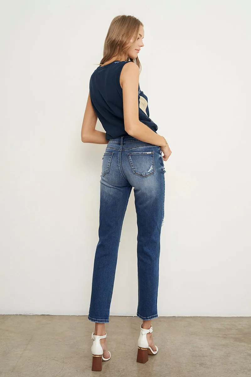 Ababa Mid Rise Distressed Boyfriend Jeans