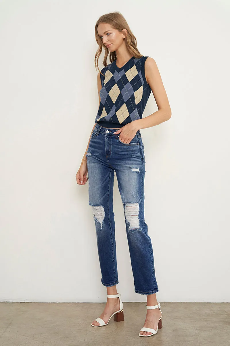 Ababa Mid Rise Distressed Boyfriend Jeans