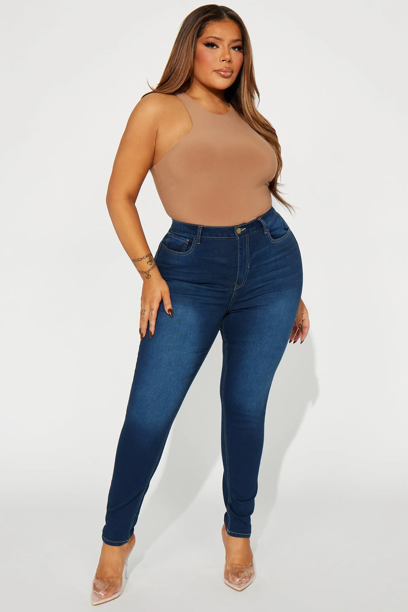 Alexa High Rise Booty Lifter Skinny Jeans - Dark Denim