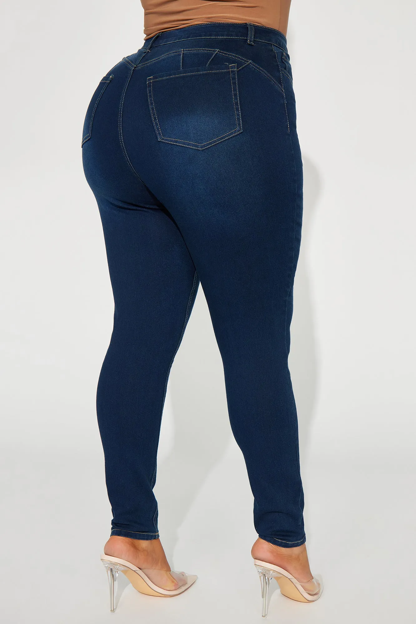 Alexa High Rise Booty Lifter Skinny Jeans - Dark Denim