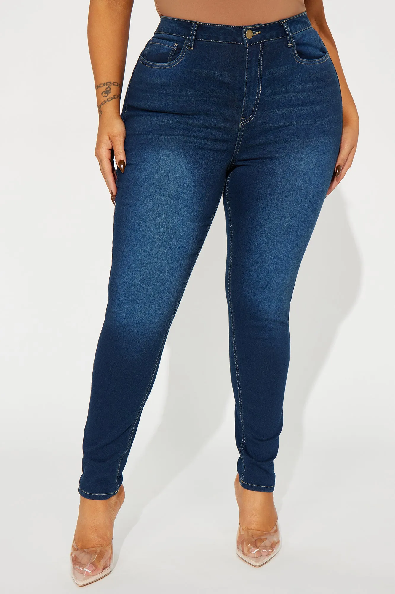 Alexa High Rise Booty Lifter Skinny Jeans - Dark Denim