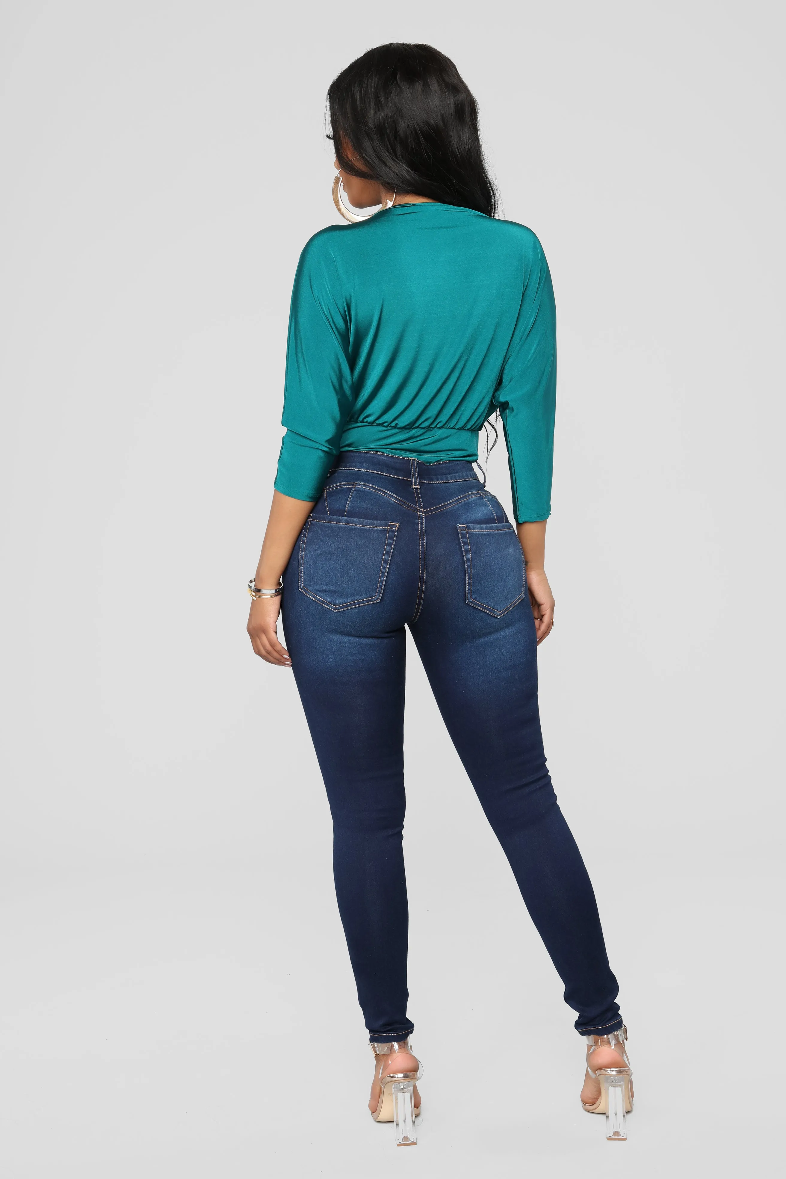 Alexa High Rise Booty Lifter Skinny Jeans - Dark Denim