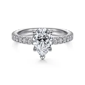 Alina - 14K White Gold Hidden Halo Pear Shape Diamond Engagement Ring