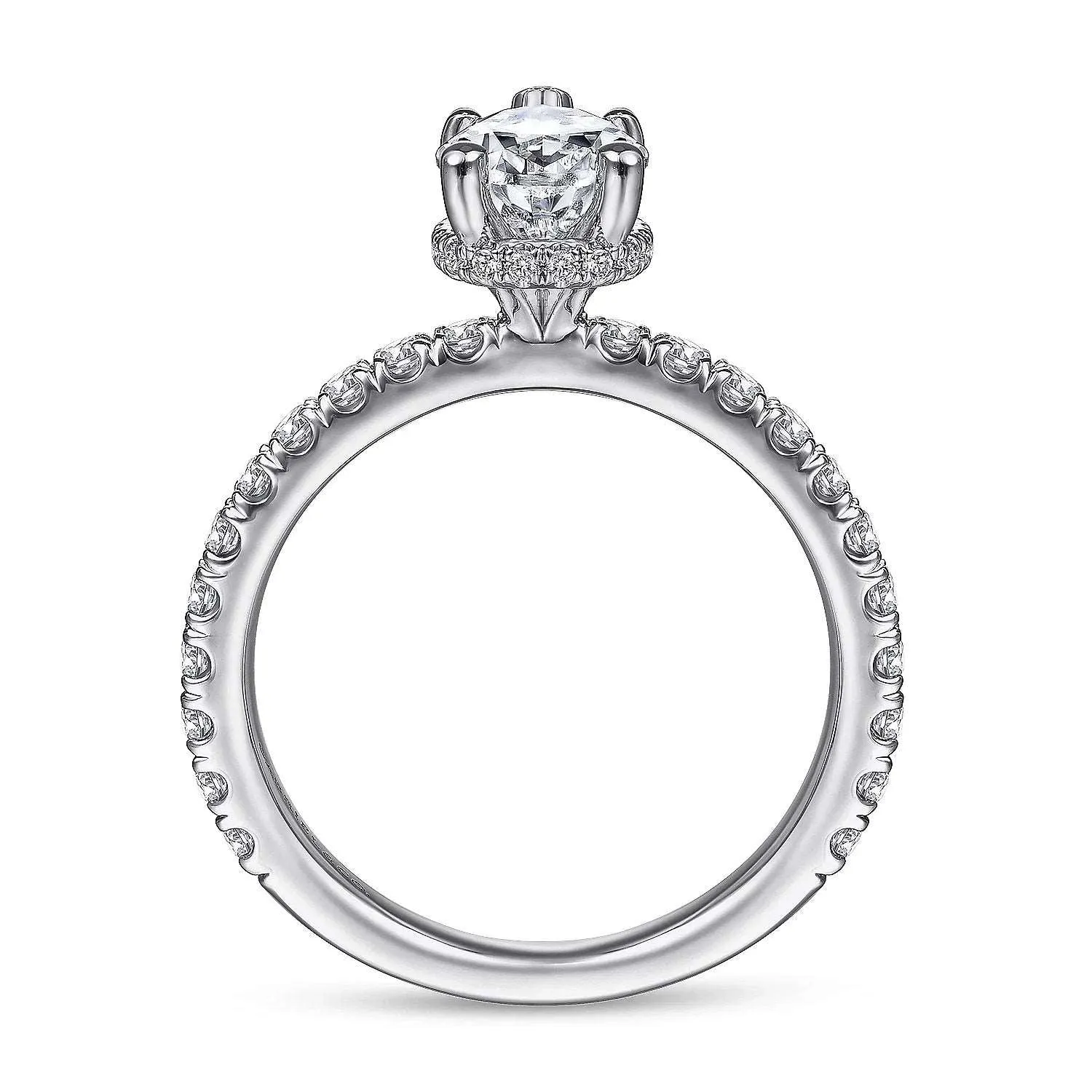 Alina - 14K White Gold Hidden Halo Pear Shape Diamond Engagement Ring