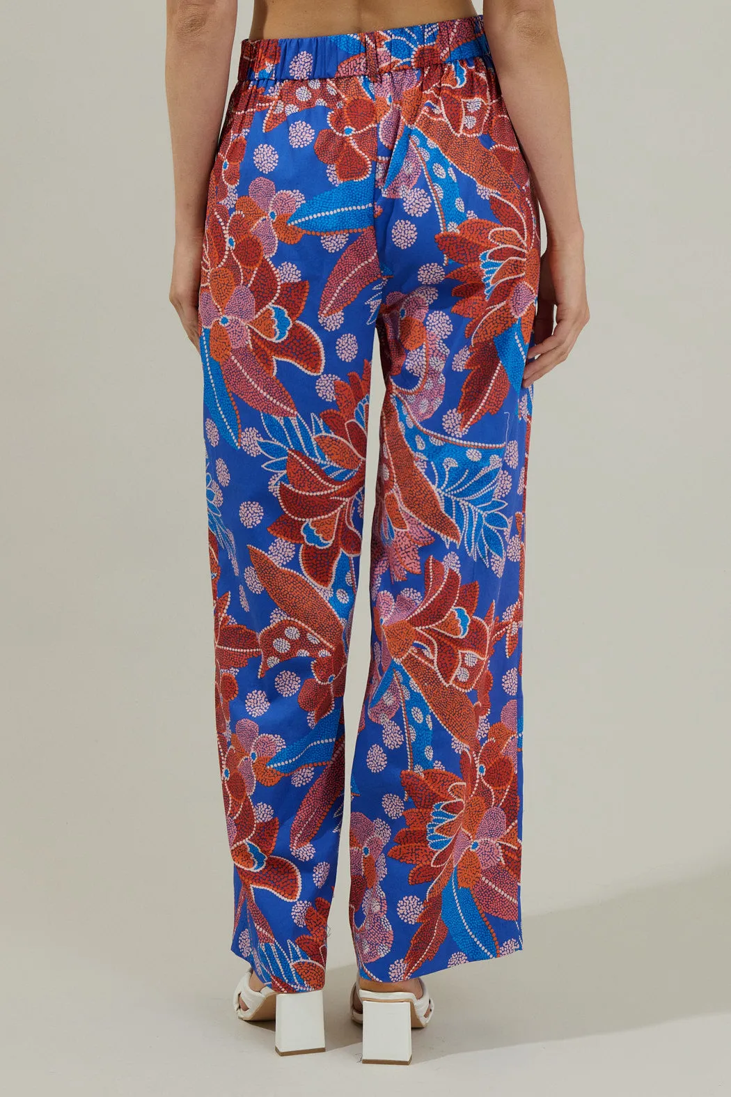 Amazonia Blue Floral Mulvane Wide Leg Pants