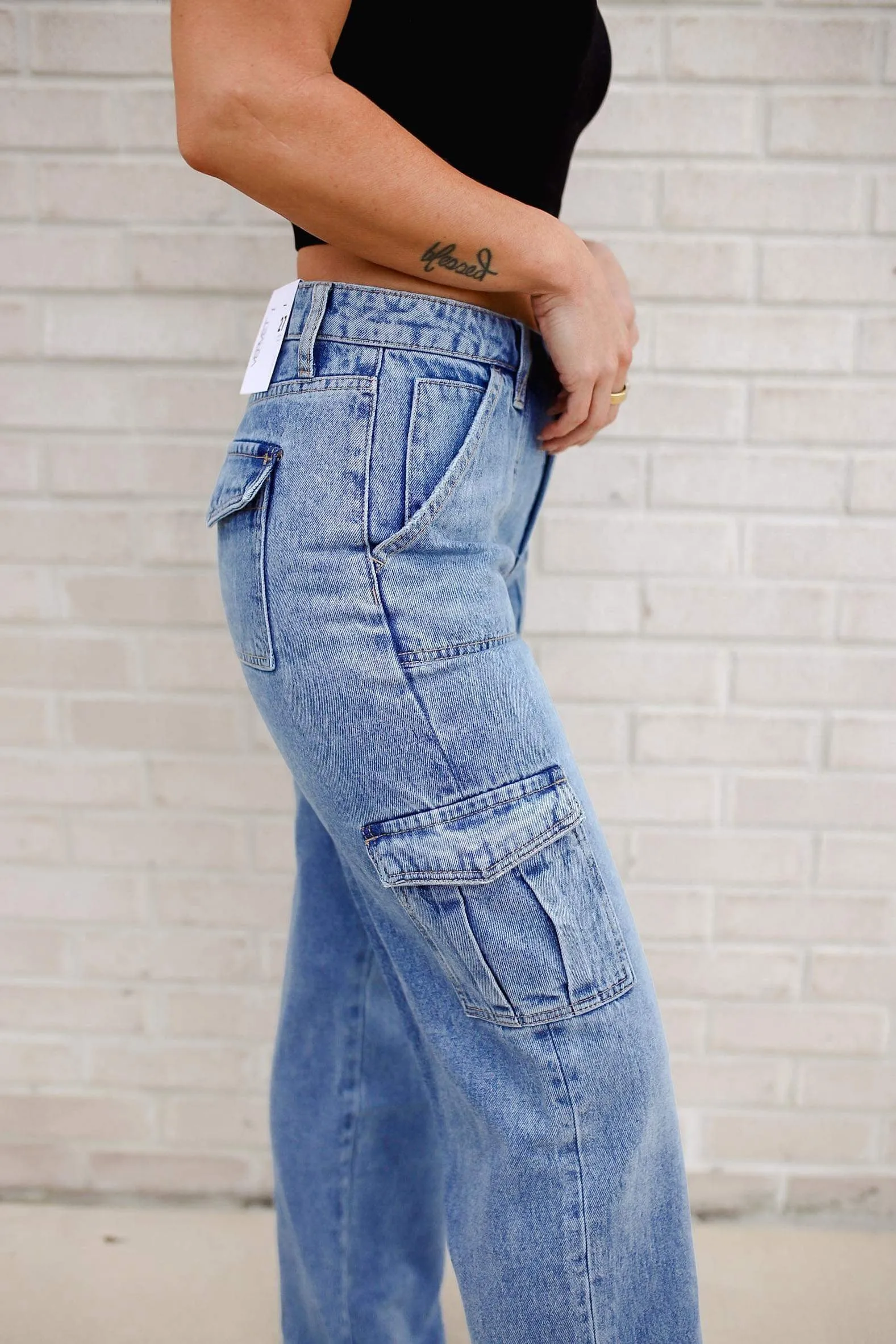 Amie High Rise Cargo Jeans