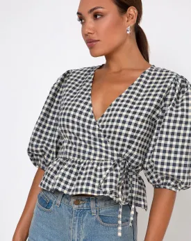 Amiya Top in Gingham Cream