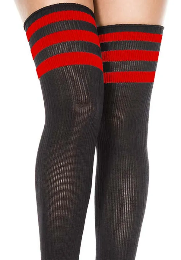 Athletic [Black/Red] Stripe | THIGH HIGHS