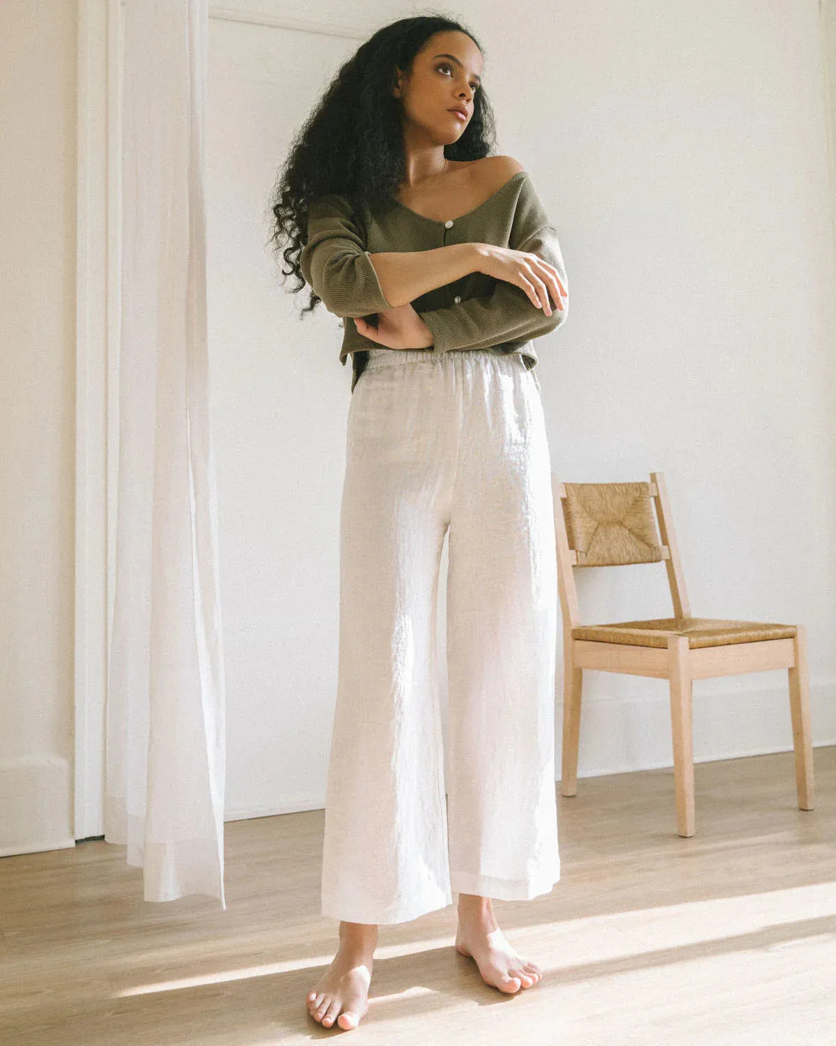 Aura Pants in Salt Linen