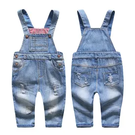 Baby Overalls Red Plaid Ripped Jeans Jumpsuit