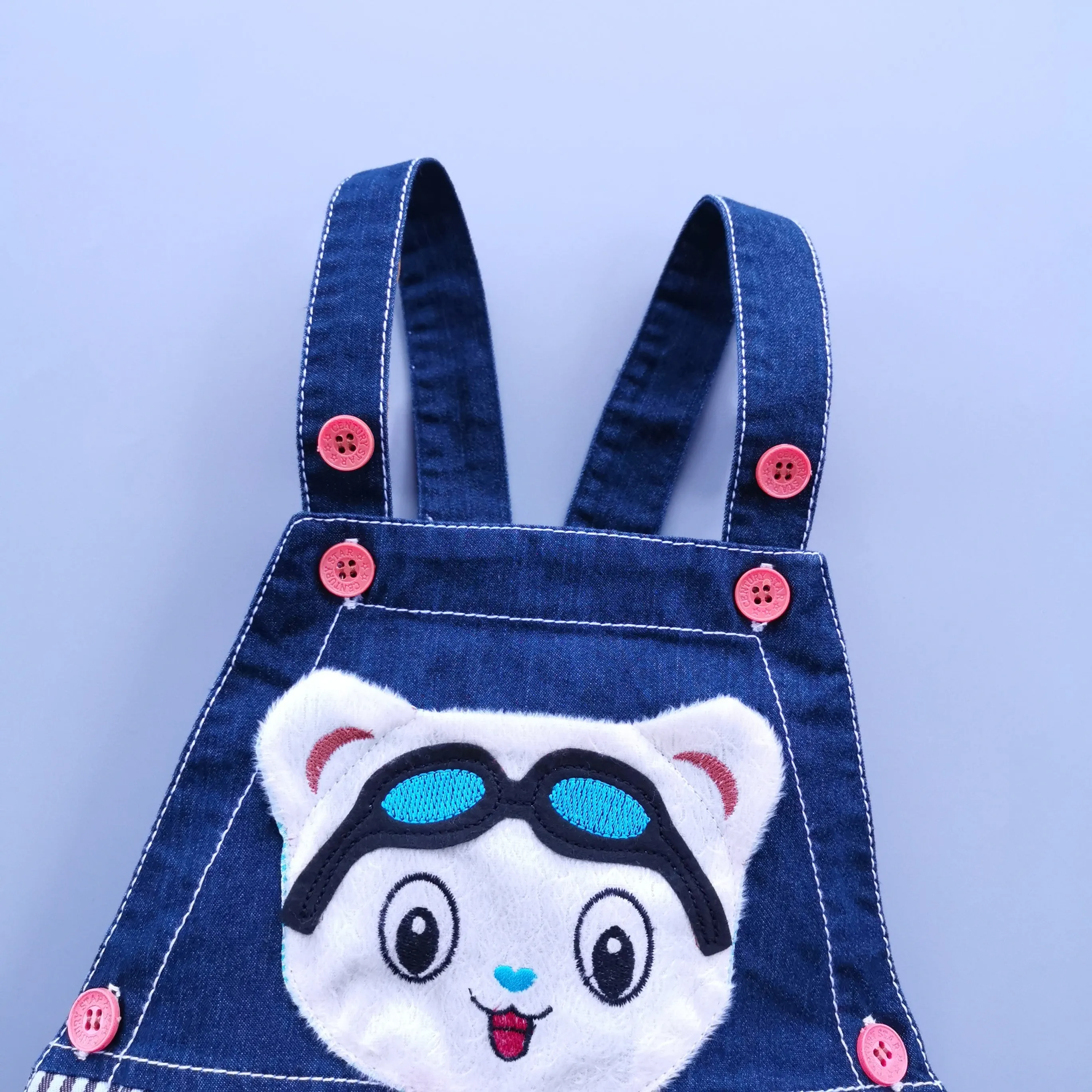 Baby Summer Cotton Denim 3D Cartoon Bear Soft Shortalls