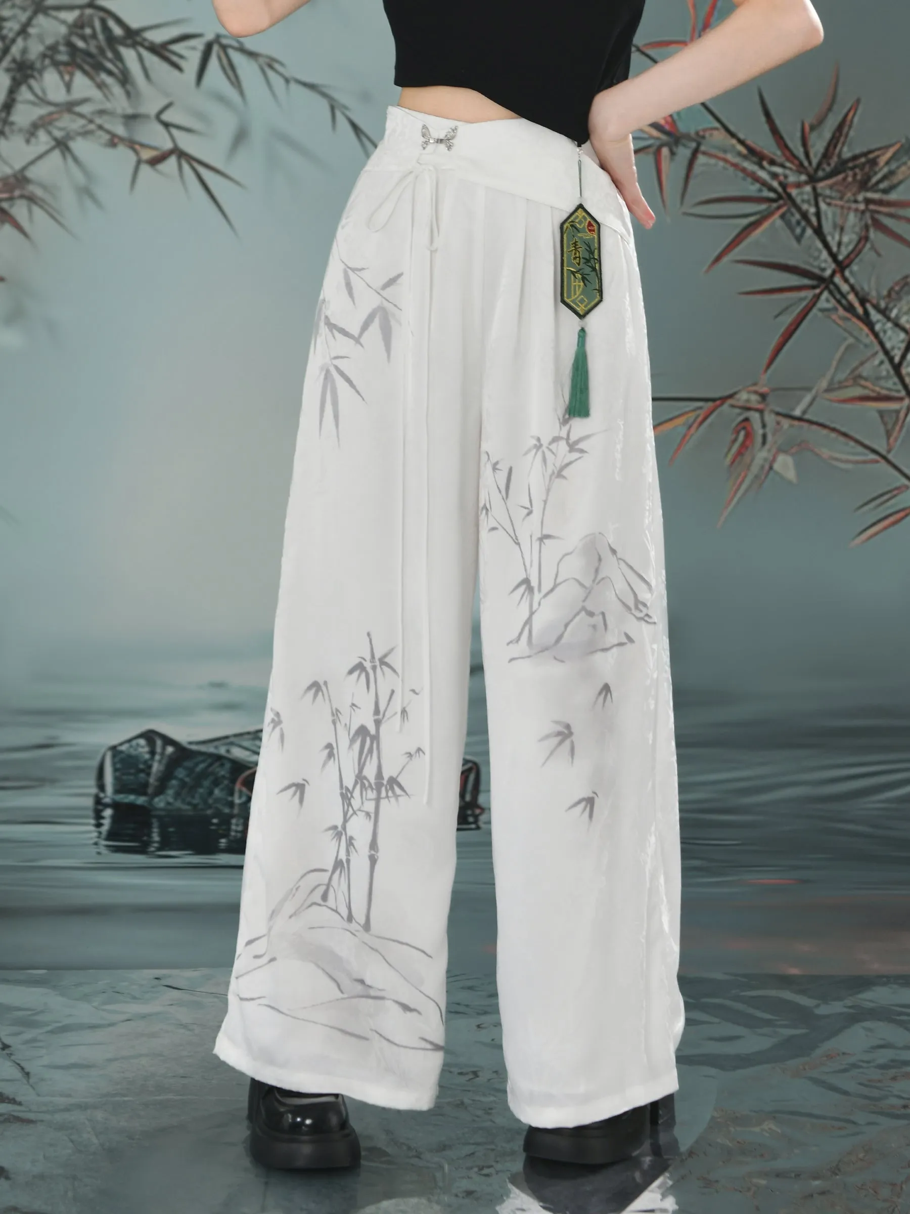 Bamboo Shadow Wide Leg Drape Pants