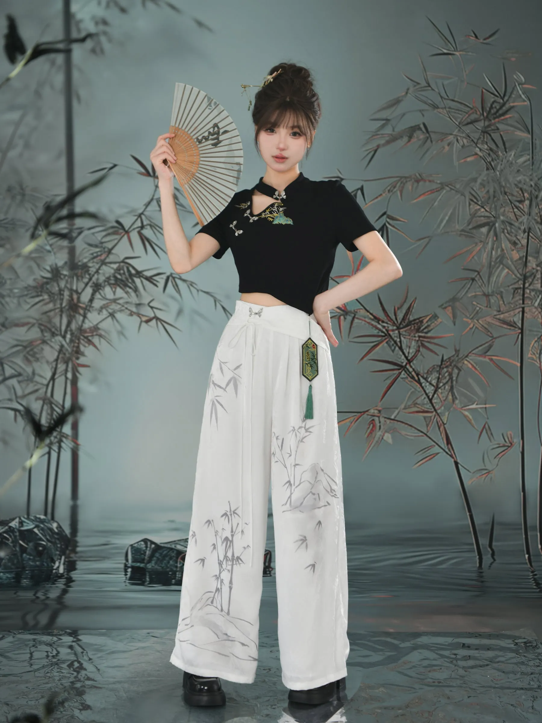 Bamboo Shadow Wide Leg Drape Pants