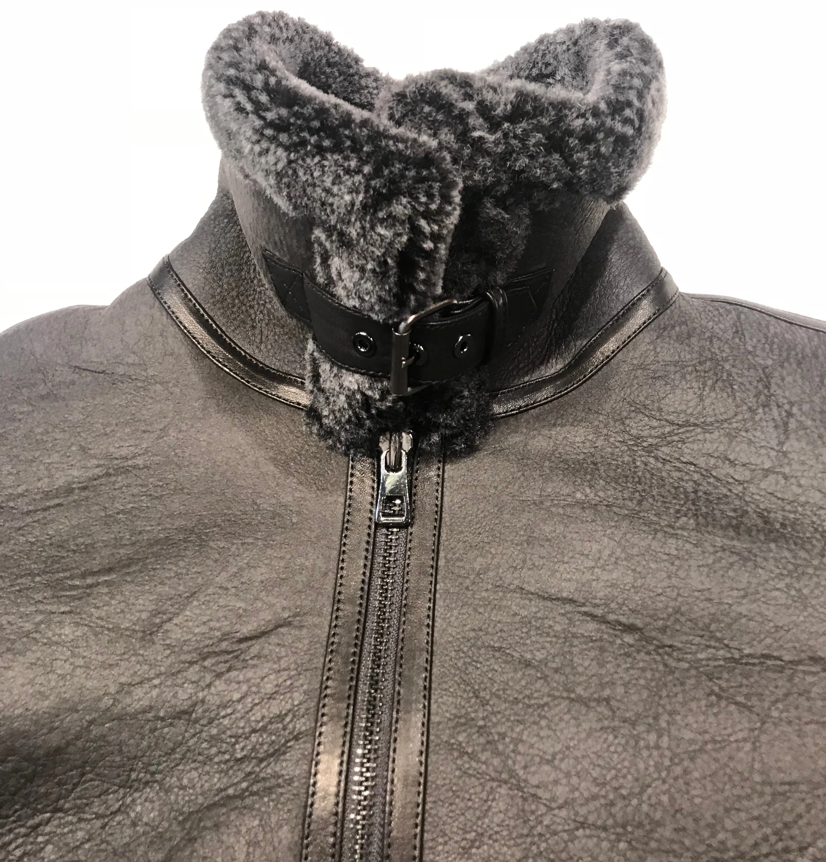 Barya NewYork Charcoal Washed Shearling Coat