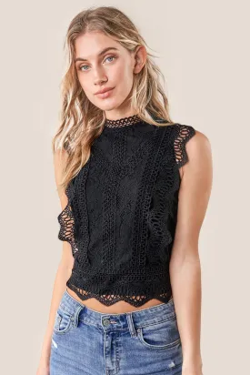 Be Mine Mixed Lace Crop Top