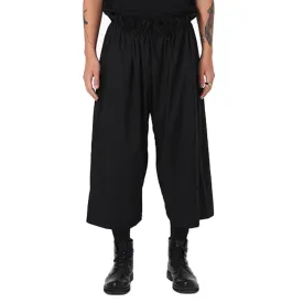 Black Elastic Waist Wide-leg Pants