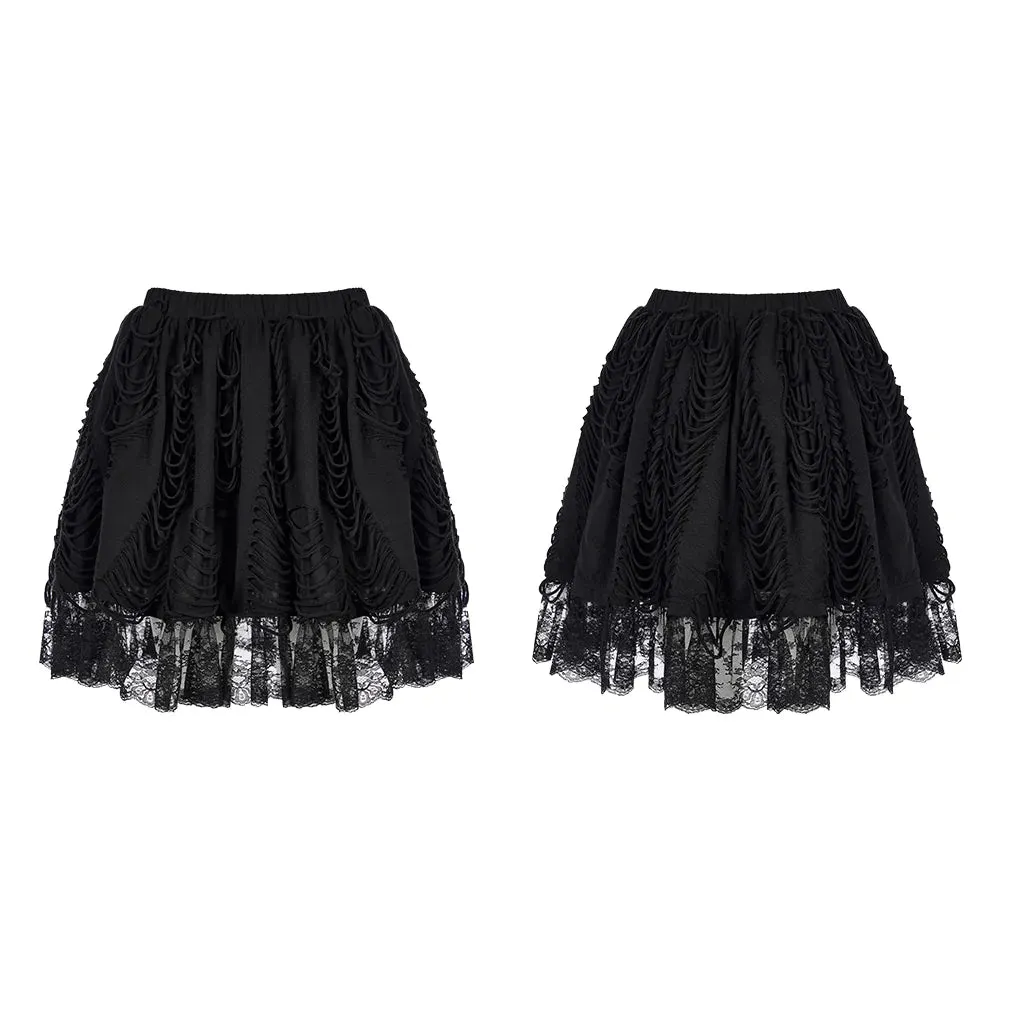 Black Lace Lolita Style Ragged Texture Skirt