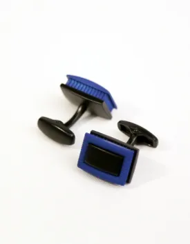 Blue Black Rectangle Cufflink