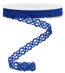 Blue open weave 5/8” wired ribbon