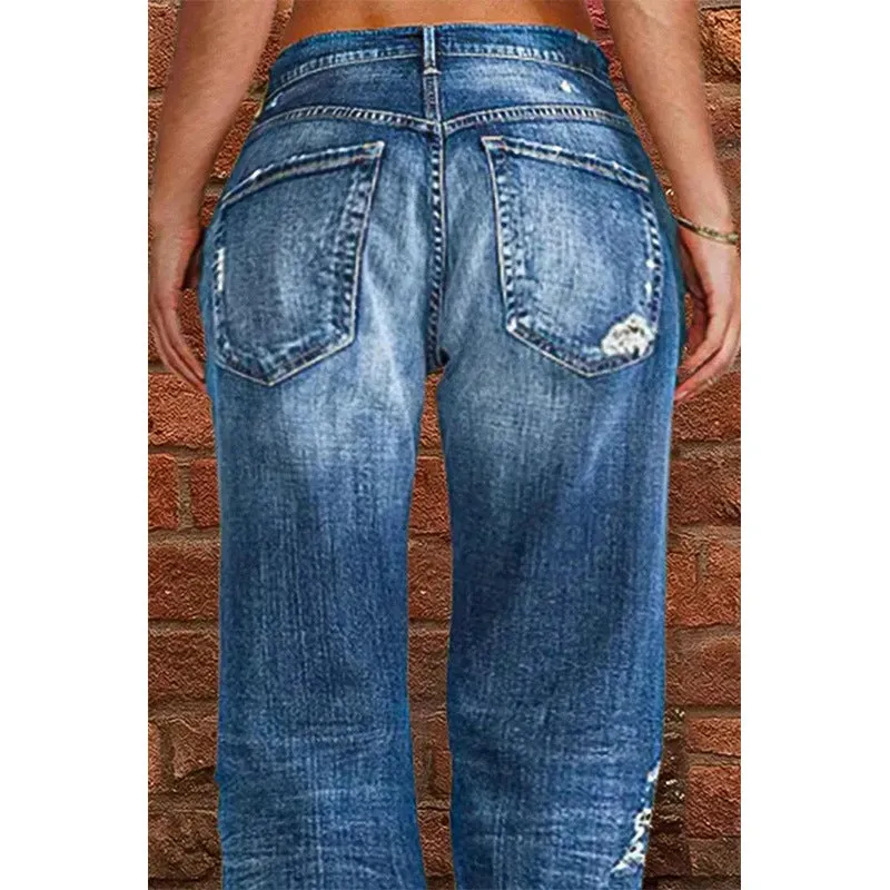 Broken Hole Casual Straight Leg Jeans