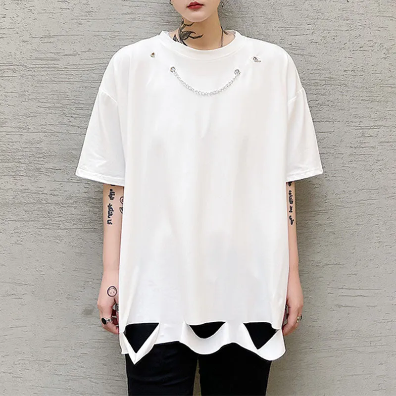 Chain Ripped Short Sleeve T-Shirt