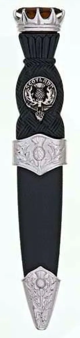 Clan Crest Thistle Sgian Dubh, Chrome Stone Top - Made to Order