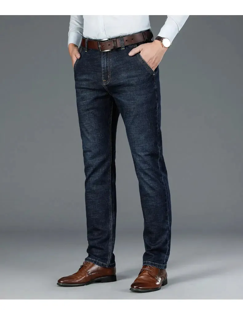 Classic Mid Waist Straight Casual Stretch Slim Men's Jeans