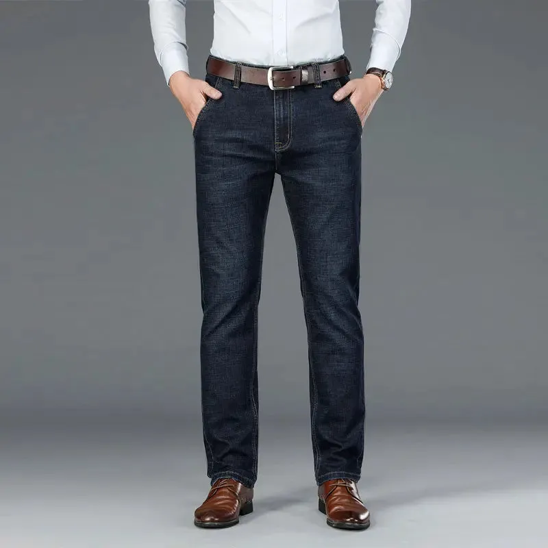 Classic Mid Waist Straight Casual Stretch Slim Men's Jeans