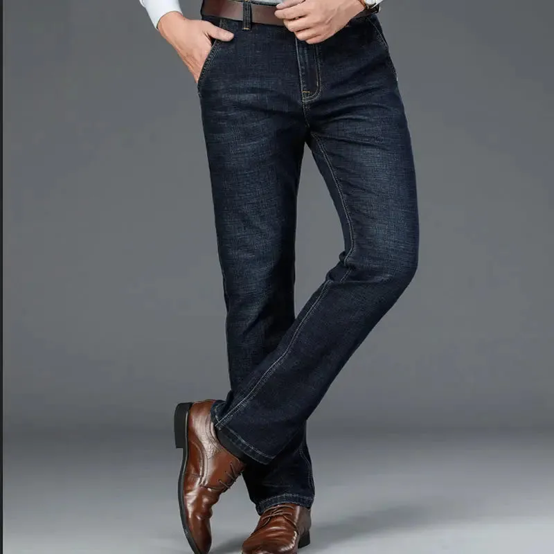 Classic Mid Waist Straight Casual Stretch Slim Men's Jeans