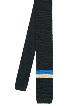 Colourblock Black 100% Silk Knitted Skinny Tie