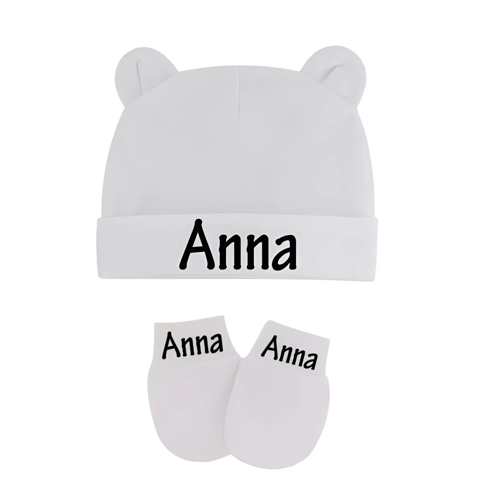 Custom Name Hat & Mitten Sets For Baby