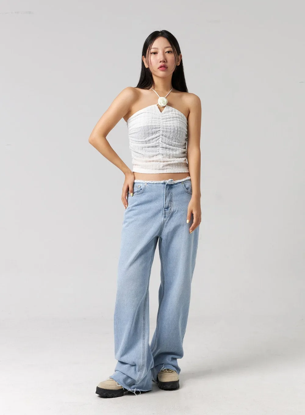 Cut Waist Wide Leg Jeans CG323