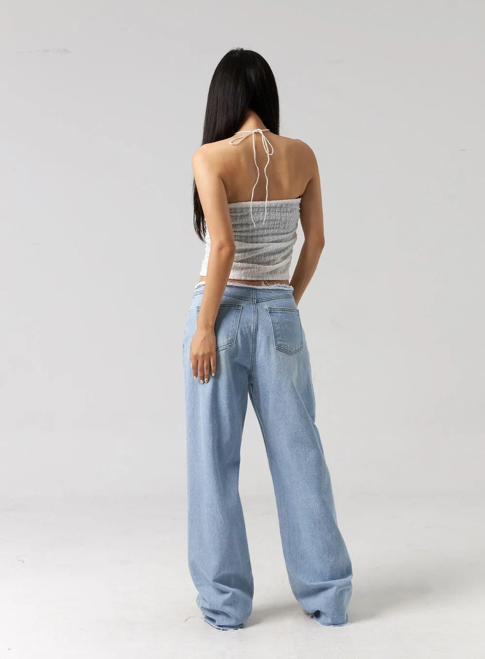 Cut Waist Wide Leg Jeans CG323