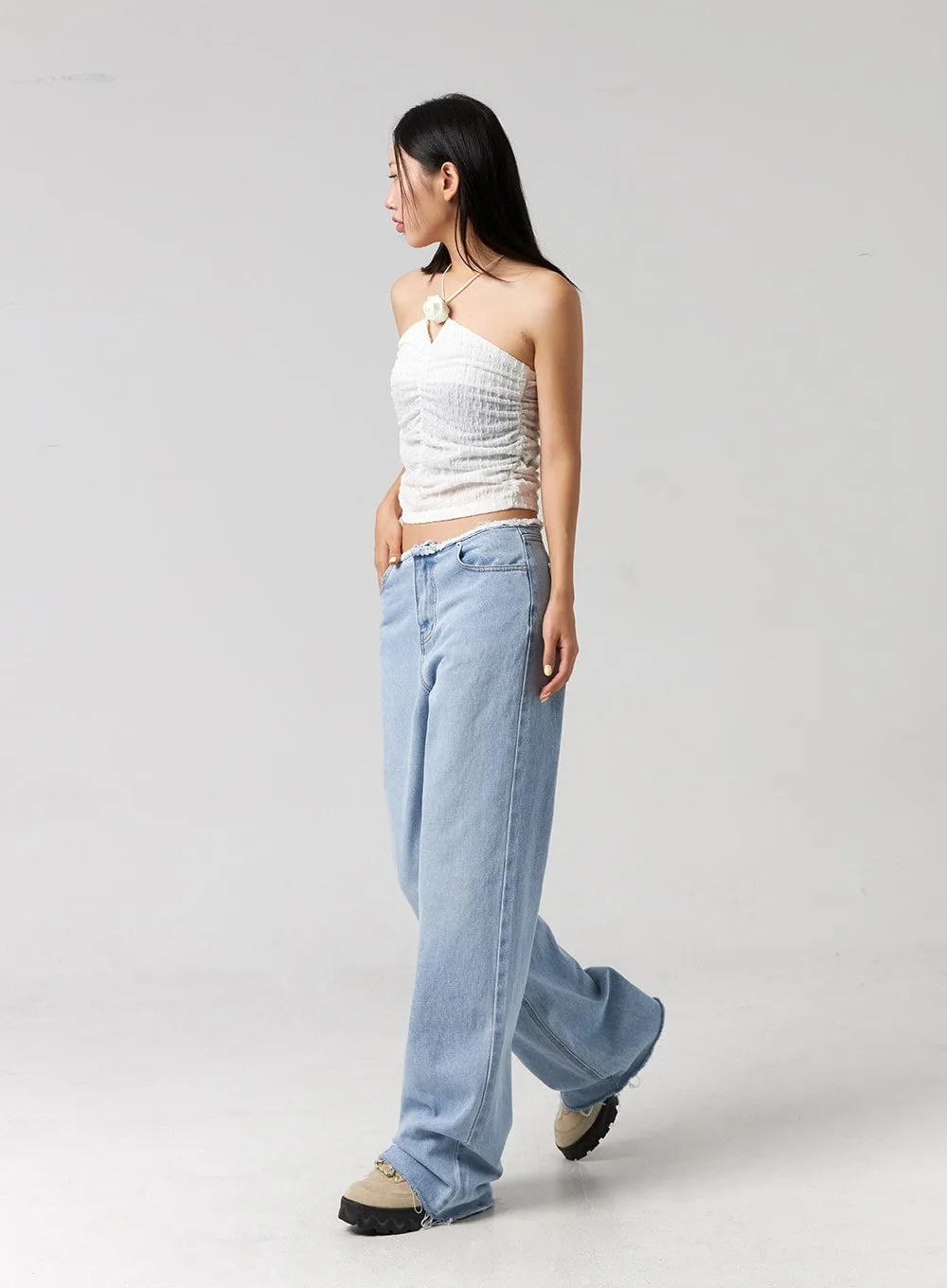 Cut Waist Wide Leg Jeans CG323