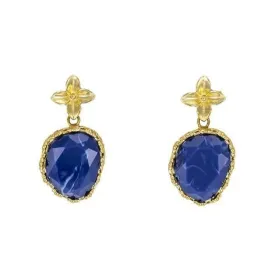 Dark Blue Stone Post Earrings