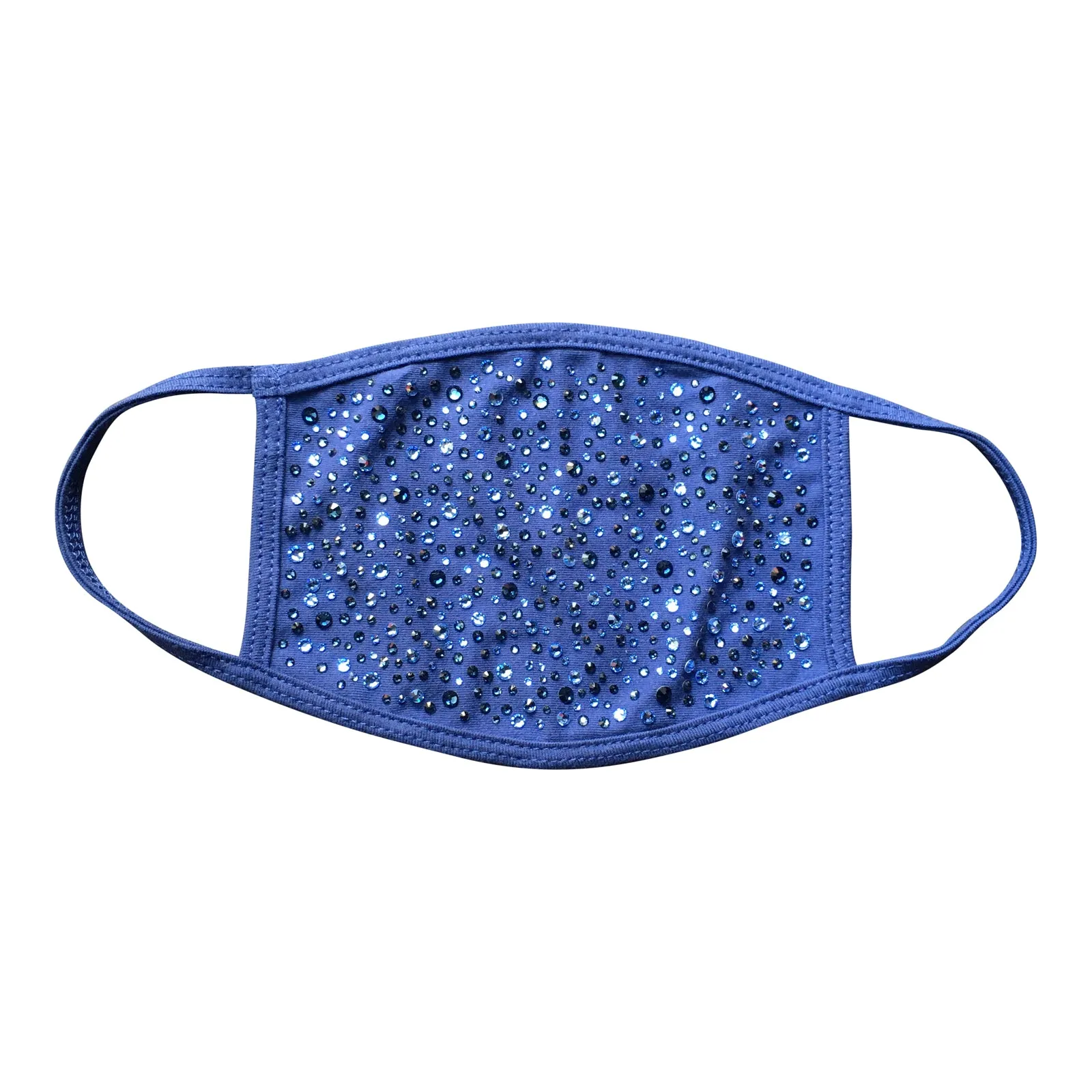 Denim Blue Cotton Crystal Face Mask