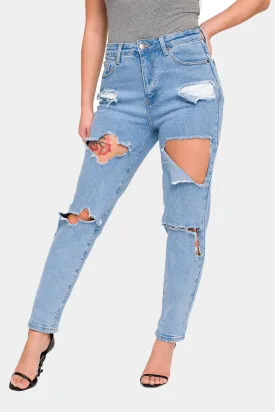 Destroyed Cropped High Rise Boyfriend Jeans