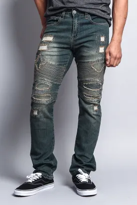 Destroyed Slim Fit Biker Jeans